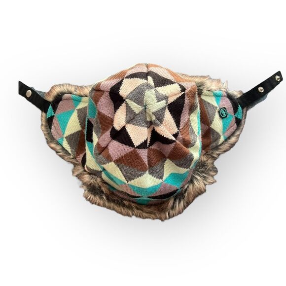 Pistil Women's Multicolor Knit & Faux Fur Lined Trapper Ear Flap Hat One Size - Picture 7 of 12